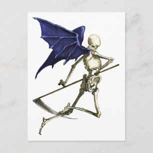 Carte Postale Halloween Goth aile Grim Reaper Squelette