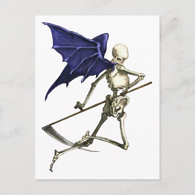 Carte Postale Halloween Goth aile Grim Reaper Squelette (Devant)