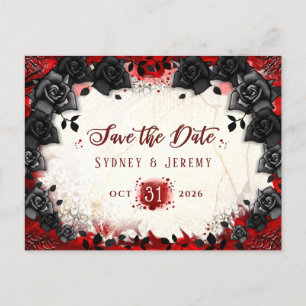 Carte Postale Halloween gothique foncé Enregistrer la date PostC
