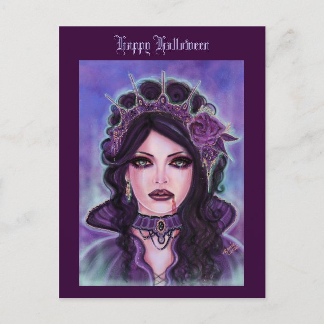 Carte Postale Halloween gothique vampire victorien par Renee Lav (Devant)