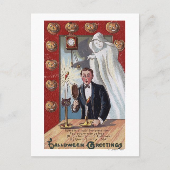 Carte Postale Halloween GreetingMan et Ghost (Devant)