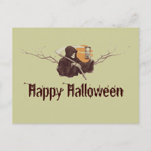 Carte Postale Halloween griffé reaper la mort squelette pleine l