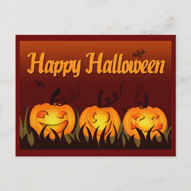 Carte Postale Halloween heureux - citrouilles (Devant)