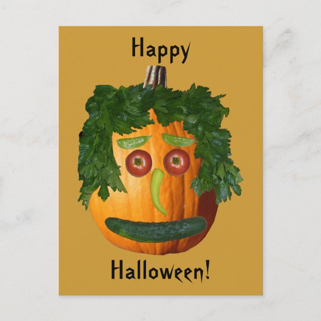 Carte Postale Halloween heureux - Visage Citrouille non coupé (Devant)
