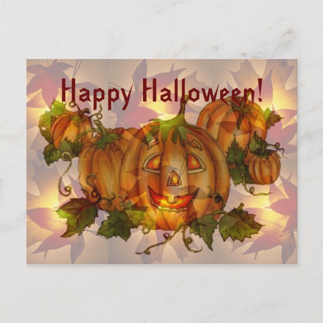 Carte Postale HALLOWEEN JACK & CITROUILLE PATCH par SHARON SHARP (Devant)