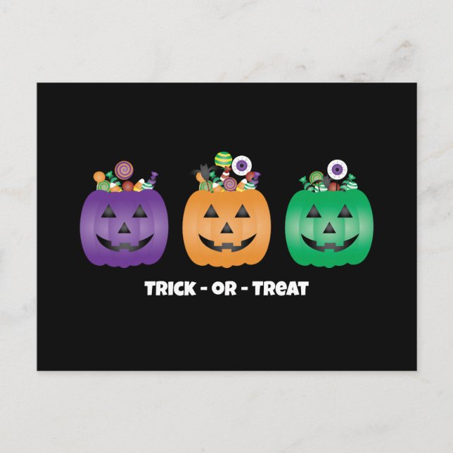 Carte Postale Halloween Jack-o'-lantern Candy Pail (Devant)