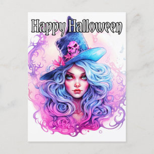 Carte Postale Halloween joyeuse - Illustration de sorcière Salem