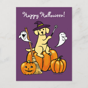 Carte Postale Halloween Labrador Jaune Dessin 2