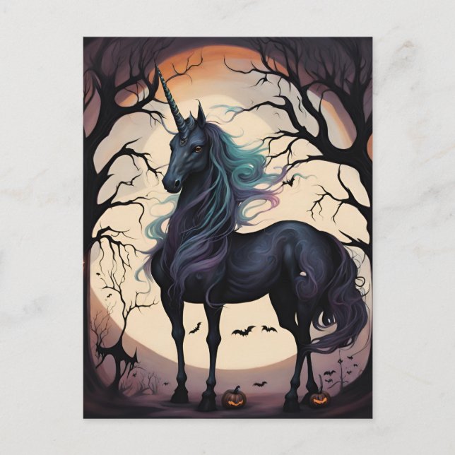Carte Postale Halloween licorne (Devant)