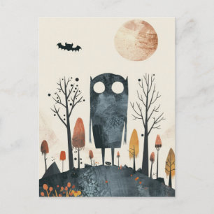 Carte Postale Halloween lunatique mignonne et Éffrayante
