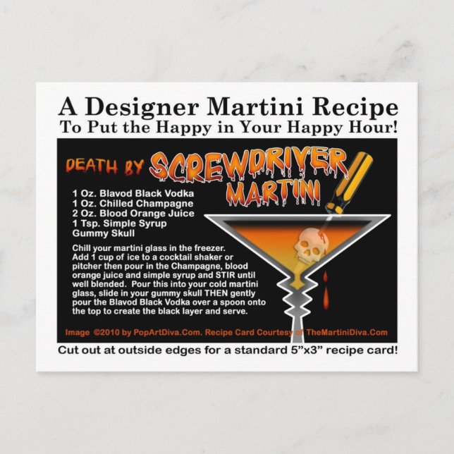 Carte postale Halloween Martini Screwdriver Recett (Devant)