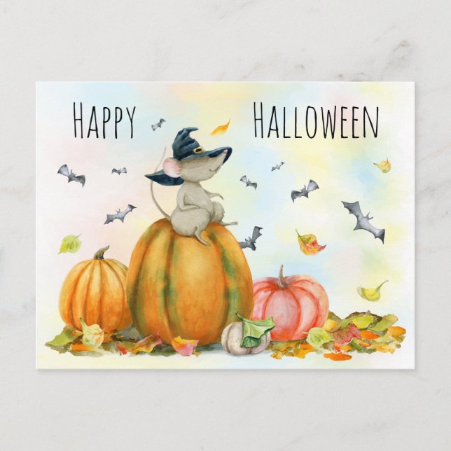 Carte postale Halloween mignonne Cartoon Witch (Devant)