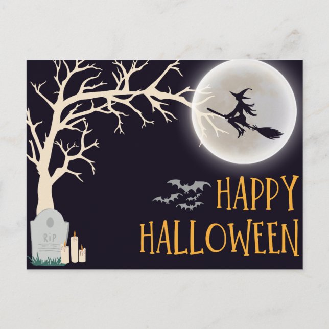 Carte postale Halloween minimaliste noir (Devant)