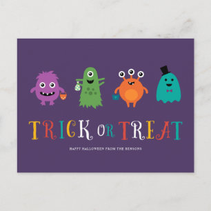 Carte postale Halloween Monsters mignons