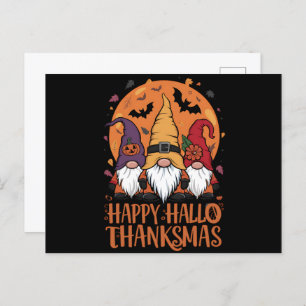 Carte Postale Halloween Noël Joyeux HalloMerciMas Gnomes