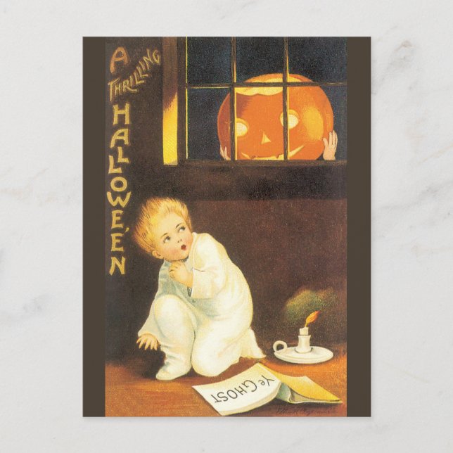 Carte Postale Halloween palpitant vintage d'Ellen Clapsaddle (Devant)