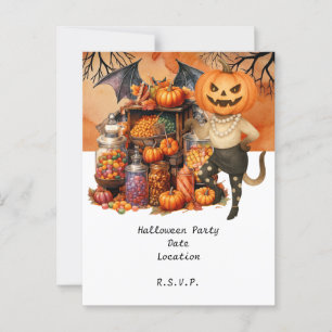 Carte Postale Halloween Party TRICK OU TRAITES avec des amoureux
