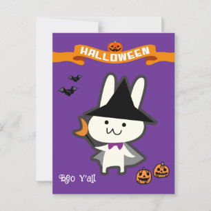 Carte Postale Halloween personnalisées Whimsical Cute Wizard Rab