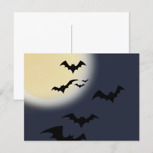 Carte Postale Halloween Pleine Lune Avec Chauves-Souris