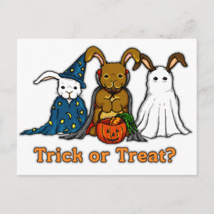 Carte Postale Halloween Rabbits Trick ou le traitement