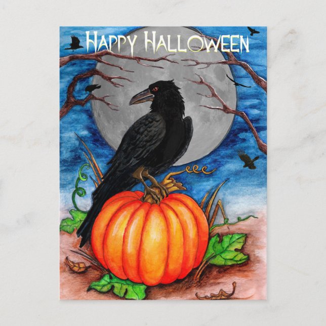 Carte Postale Halloween Raven (Devant)