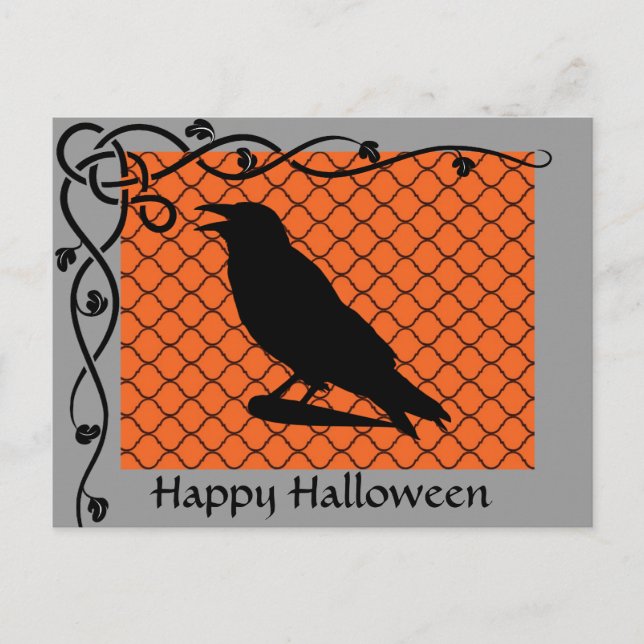 Carte postale Halloween Raven Silhouette (Devant)