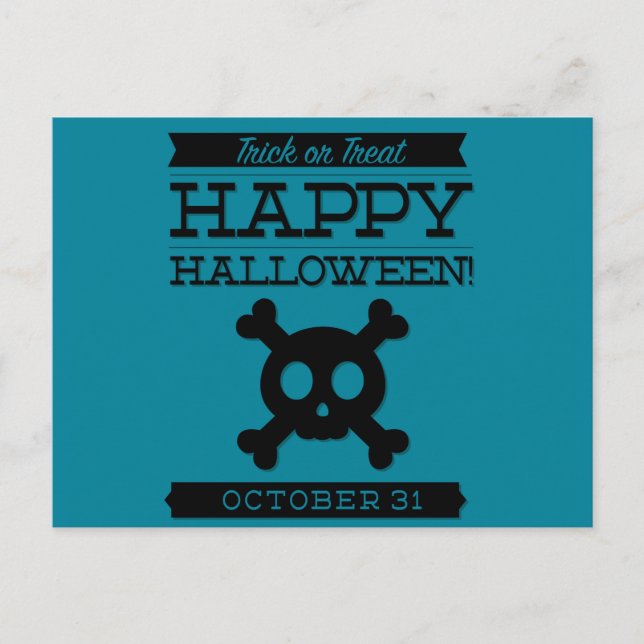 Carte Postale Halloween rétro typographique (Devant)