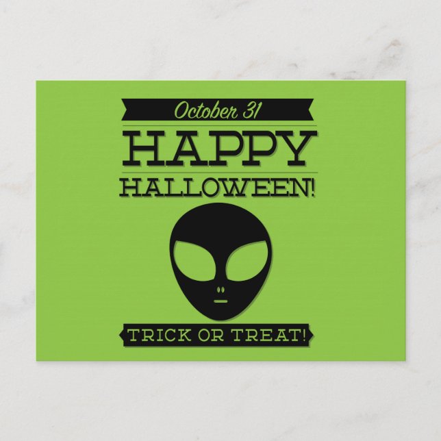Carte Postale Halloween rétro typographique (Devant)