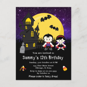 Carte Postale Halloween robe fantaisie Anniversaire Vampires vio