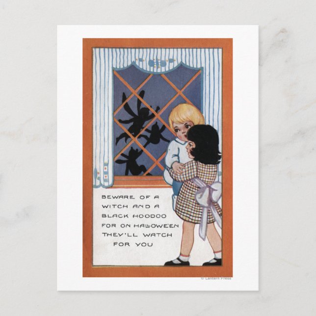 Carte Postale Halloween salutationAraignées à la fenêtre (Devant)