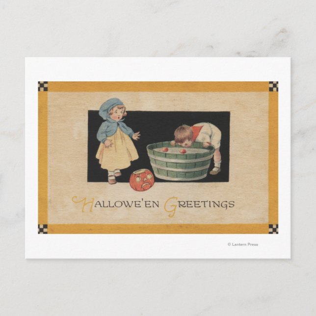 Carte Postale Halloween SalutationBobbing pour les pommes (Devant)