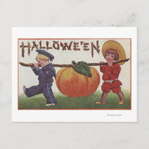 Carte Postale Halloween SalutationCarré Citrouille