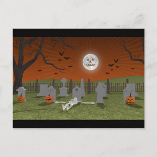 Carte Postale Halloween: Scène de cimetière :