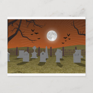 Carte Postale Halloween: Scène de cimetière :