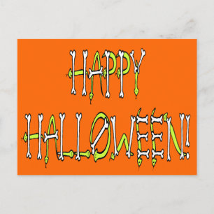 Carte Postale Halloween serpents et os Texte