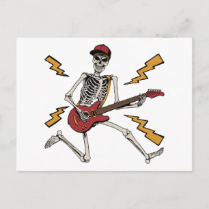 Carte Postale Halloween Skeleton Rock Main Jouer de la guitare