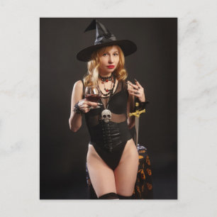 Carte Postale Halloween sorcière coquine