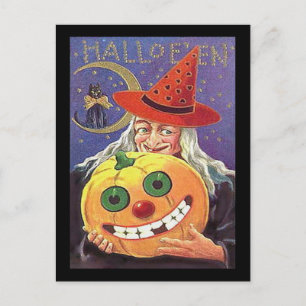 Carte Postale Halloween sorcière vintage