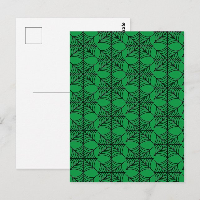 Carte Postale Halloween Spider Webs sur Green (Devant / Derrière)