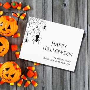 Carte Postale Halloween Spiders Creepy Web Black White Holiday 