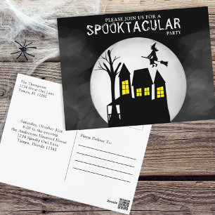 Carte Postale Halloween Spooktacular Maison Hantée Sorcière