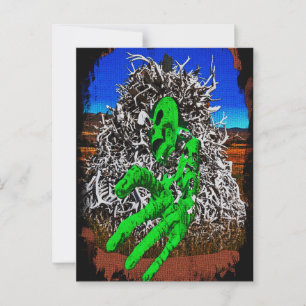 Carte Postale Halloween squelette osseuses bois doigts 3D