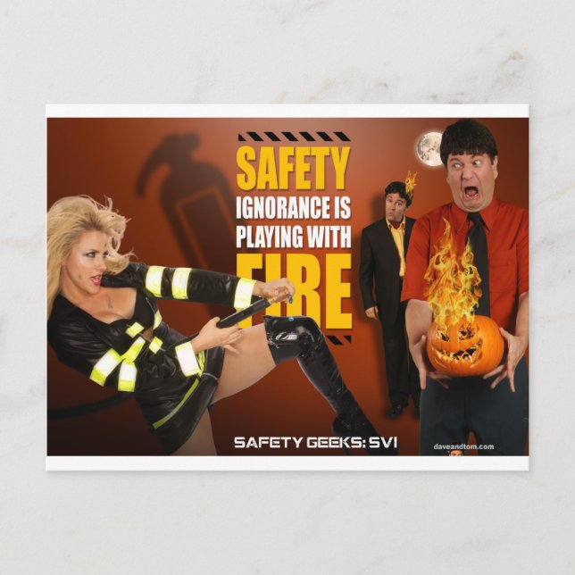 Carte Postale Halloween Thème Sécurité Geeks Drôle Avertissement (Devant)