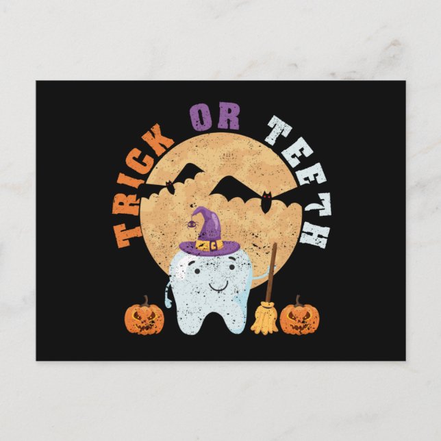 Carte Postale Halloween tooth hat dentist dental assistant trick (Devant)