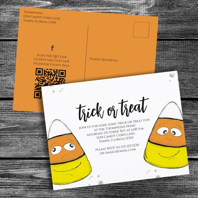 Carte Postale Halloween Trick Or Treat Code QR de médias sociaux (Créateur téléchargé)