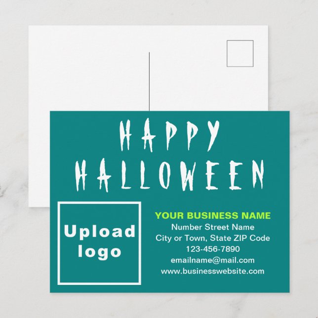 Carte postale Halloween Turquoise Green Holiday (Devant / Derrière)