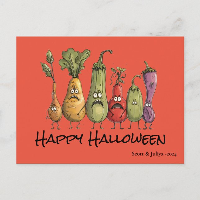 Carte Postale Halloween veggie effrayée drôle (Devant)