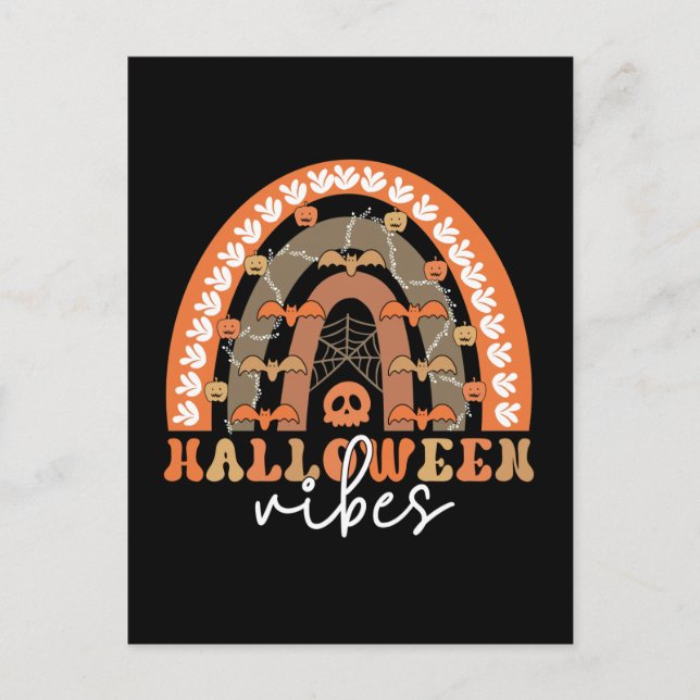 Carte Postale Halloween Vibes Boho Rainbow Automne Éffrayant (Devant)