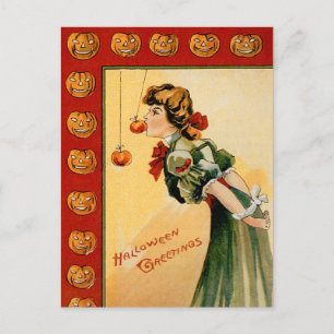 Carte Postale Halloween vintage Apple Bobbing