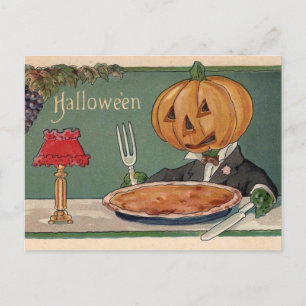 Carte postale Halloween vintage avec Citrouille